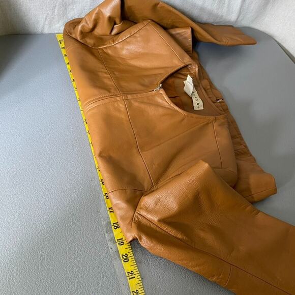 Apostrophe Womens Leather Bomber Jacket Size 6 Small Full Zip Motorcycle Edgy - Picture 13 of 15